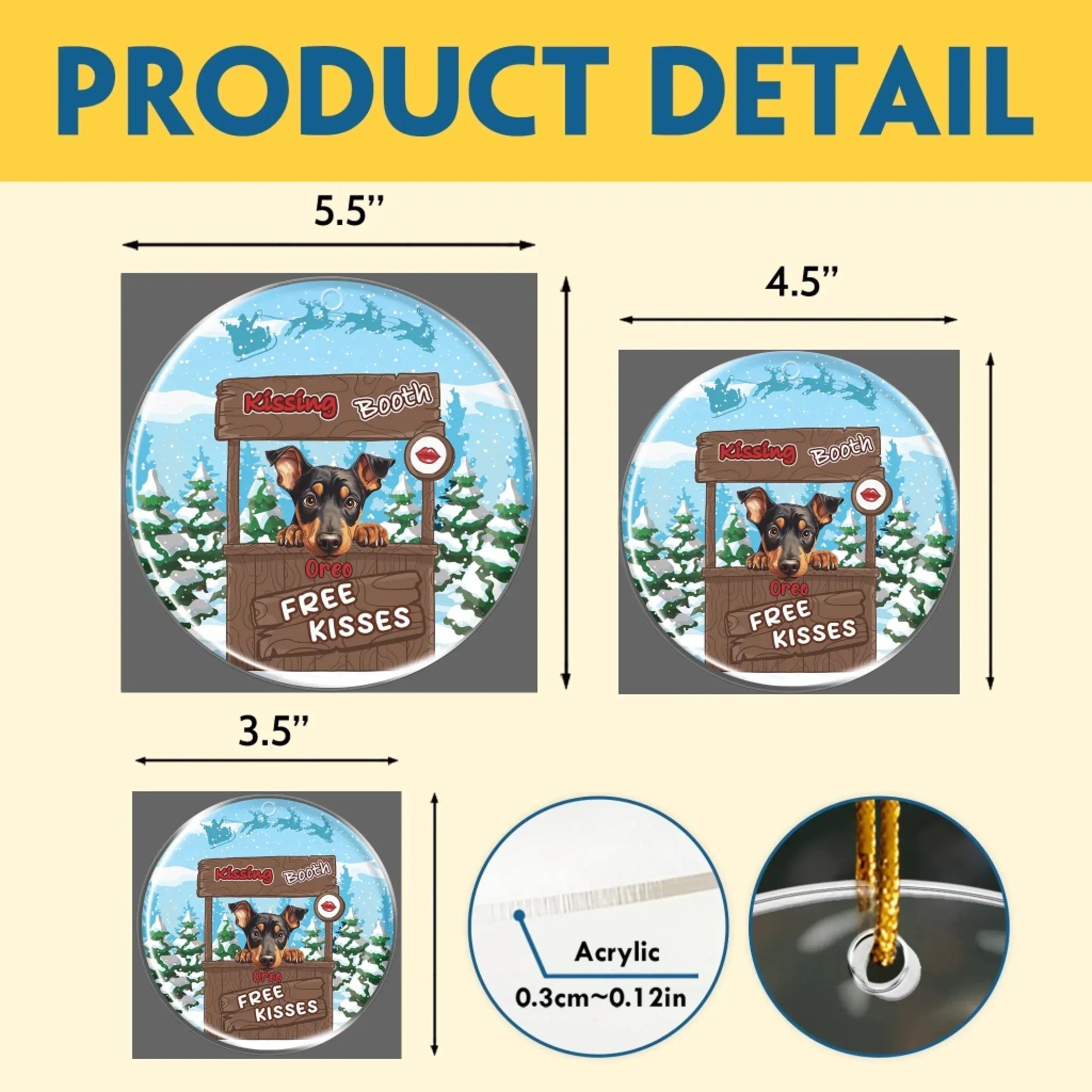 Personalized Ornaments Free Kisses In A Kissing Booth - Personalized Dog Lovers Custom Acrylic Ornament