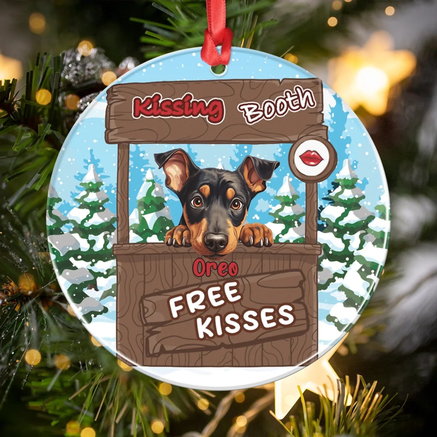Personalized Ornaments Free Kisses In A Kissing Booth - Personalized Dog Lovers Custom Acrylic Ornament