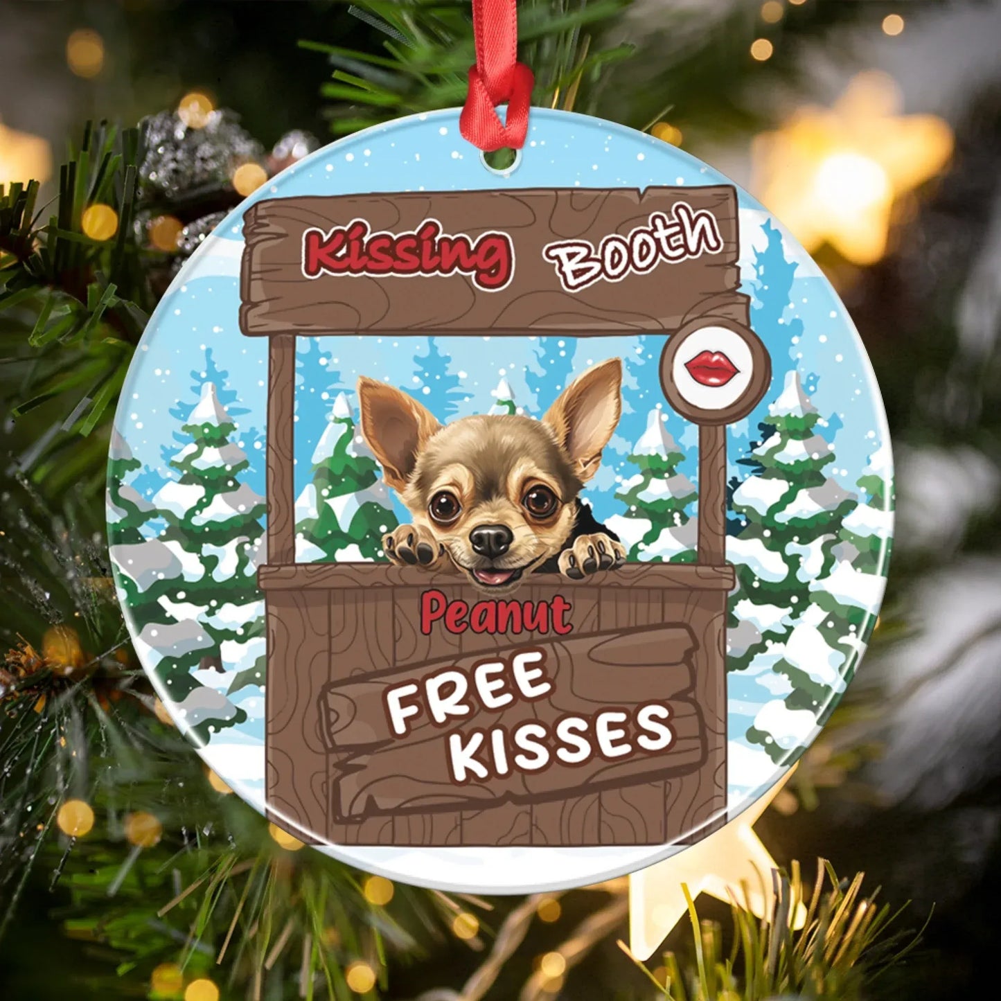 Personalized Ornaments Free Kisses In A Kissing Booth - Personalized Dog Lovers Custom Acrylic Ornament
