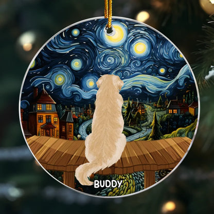 Personalized Ornaments Ornament Acrylic / Glass / 3.5in / 8.9cm Starry Night Dreams With You - Personalized Dog Memorial Photo Ornament