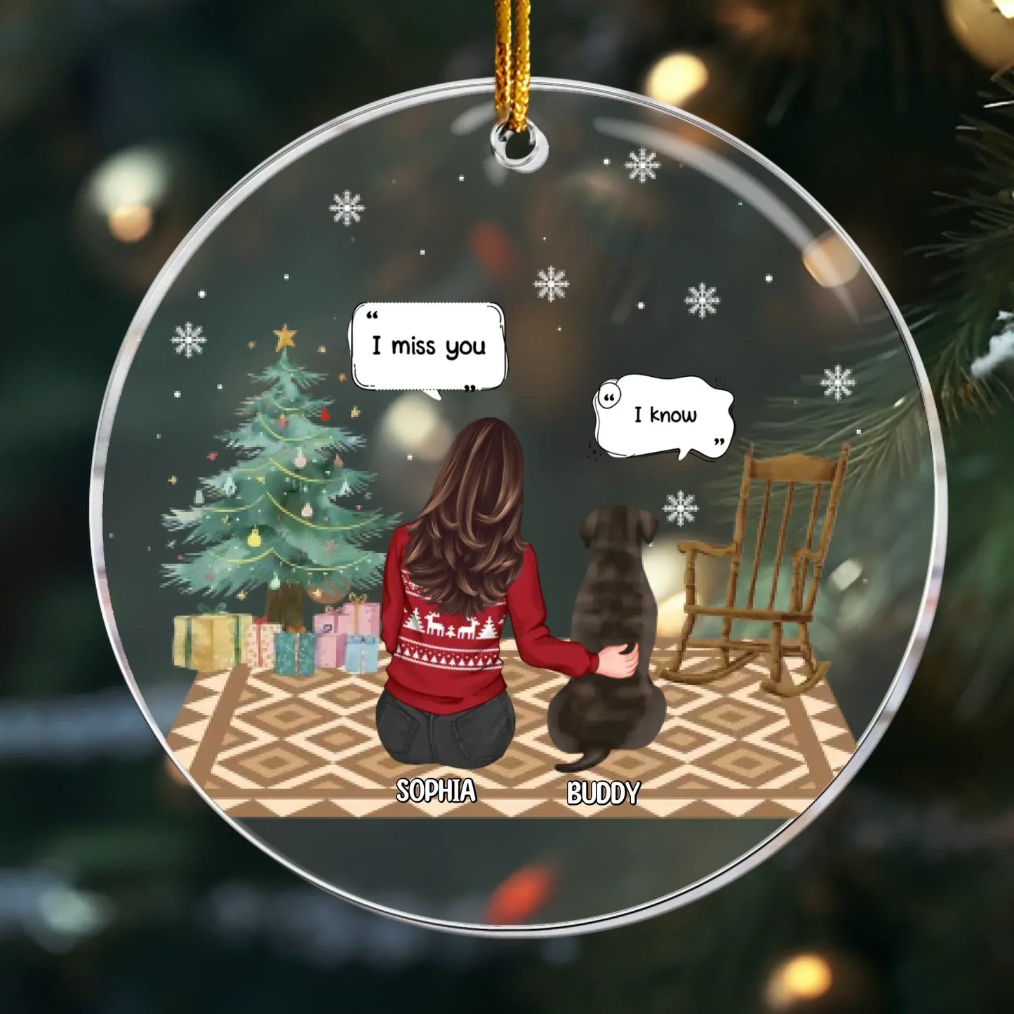 Personalized Ornaments Ornament Acrylic / Glass / 3.5in / 8.9cm I Miss You I Know - Personalized Pet Memorial Photo Ornament