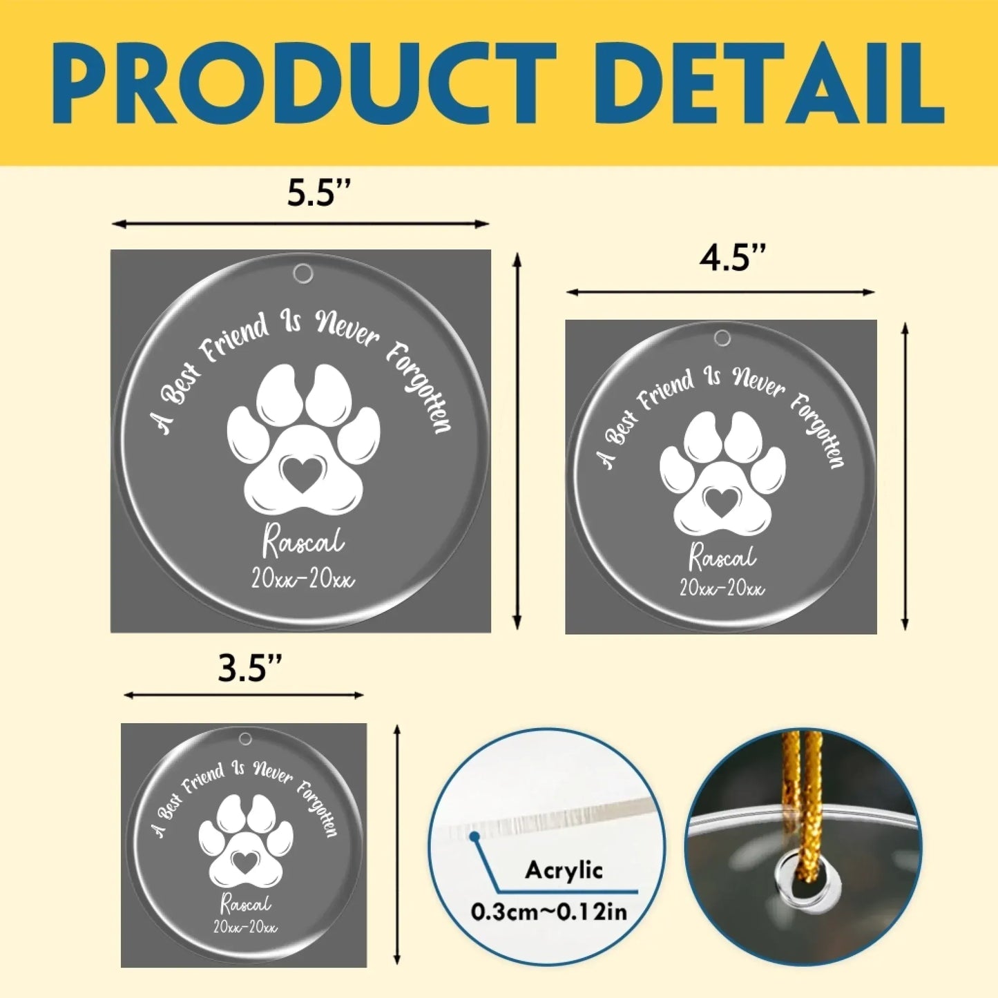 Personalized Ornaments A Best Friend Is Never Forgotten - Personalized Dog Memorial Photo Acrylic Ornament