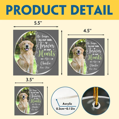 Personalized Ornaments No Longer By Our Side, Forever In Our Heart - Personalized Dog Memorial Photo Acrylic Ornament