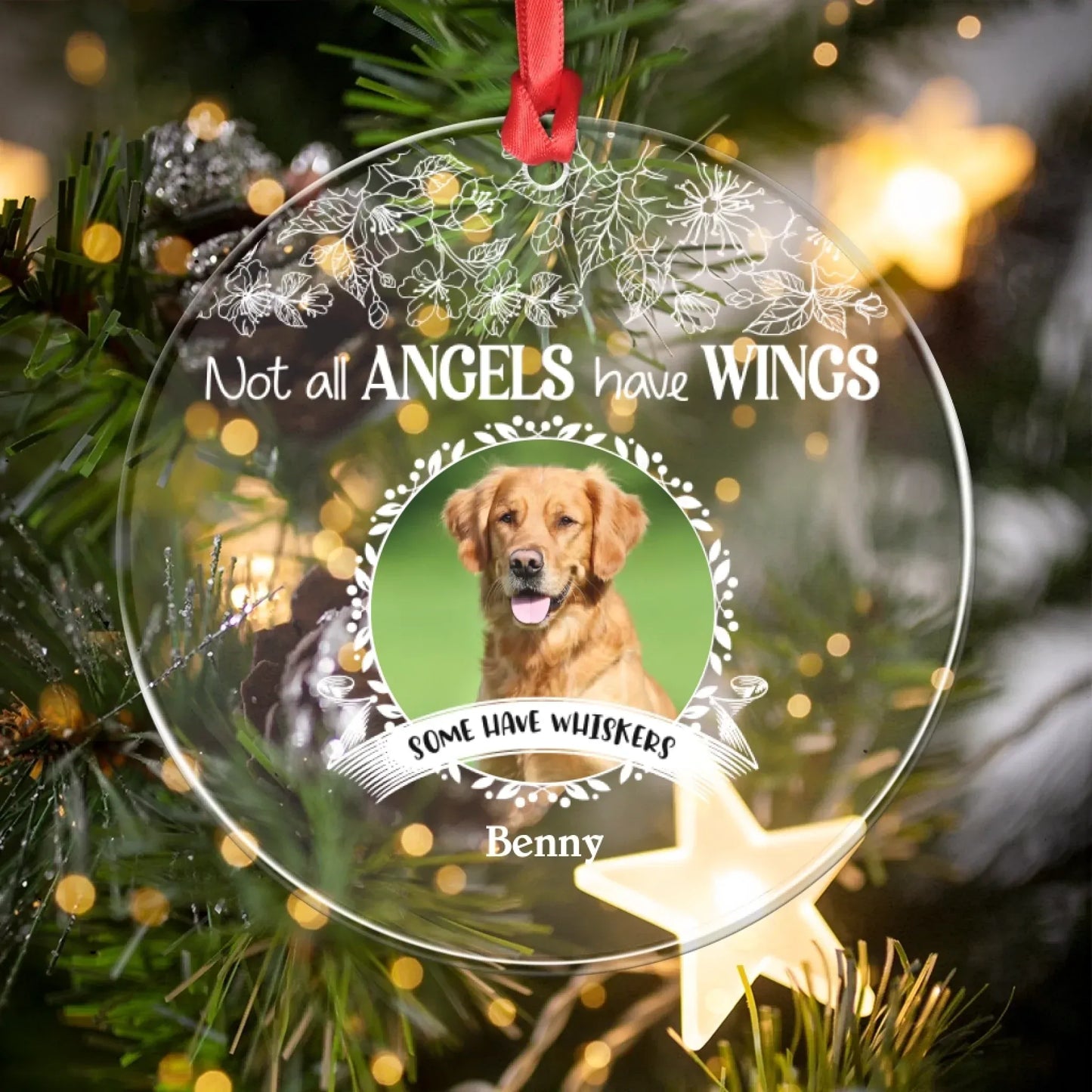 Personalized Ornaments Not All Angels Have Wings - Personalized Dog Photo Acrylic Ornament