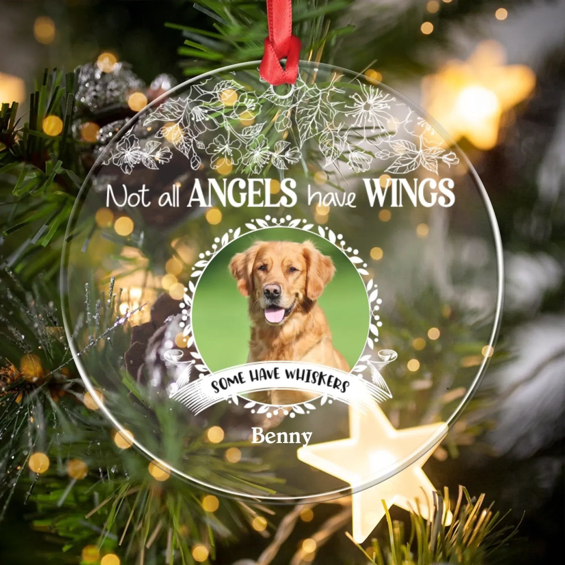 Personalized Ornaments Not All Angels Have Wings - Personalized Dog Photo Acrylic Ornament