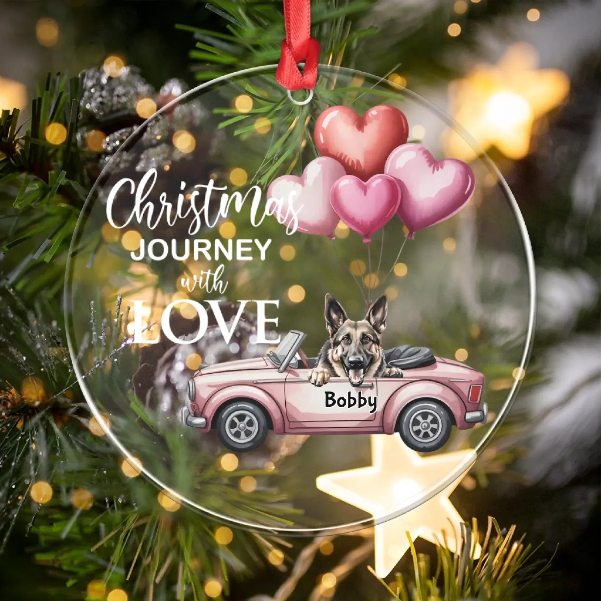 Personalized Ornaments Christmas Journey With Love - Personalized Dog Lovers Acrylic Ornament
