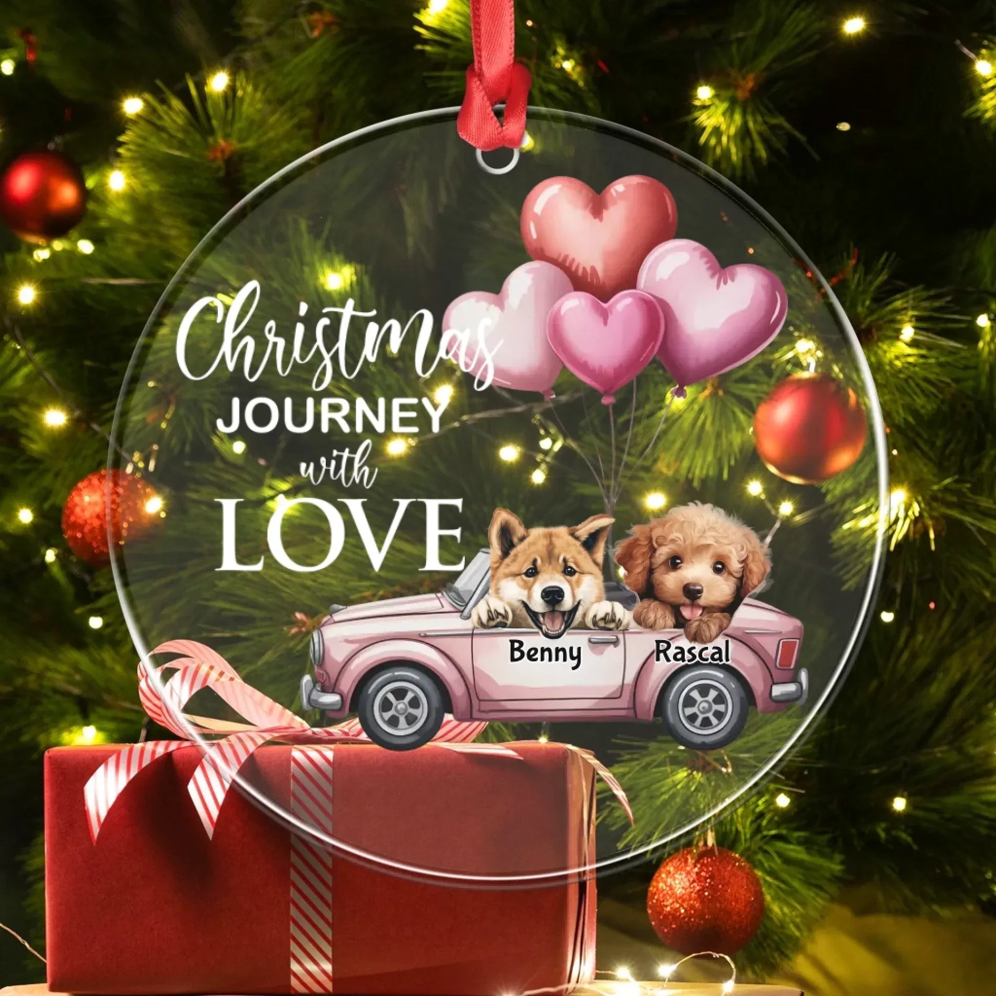 Personalized Ornaments Christmas Journey With Love - Personalized Dog Lovers Acrylic Ornament