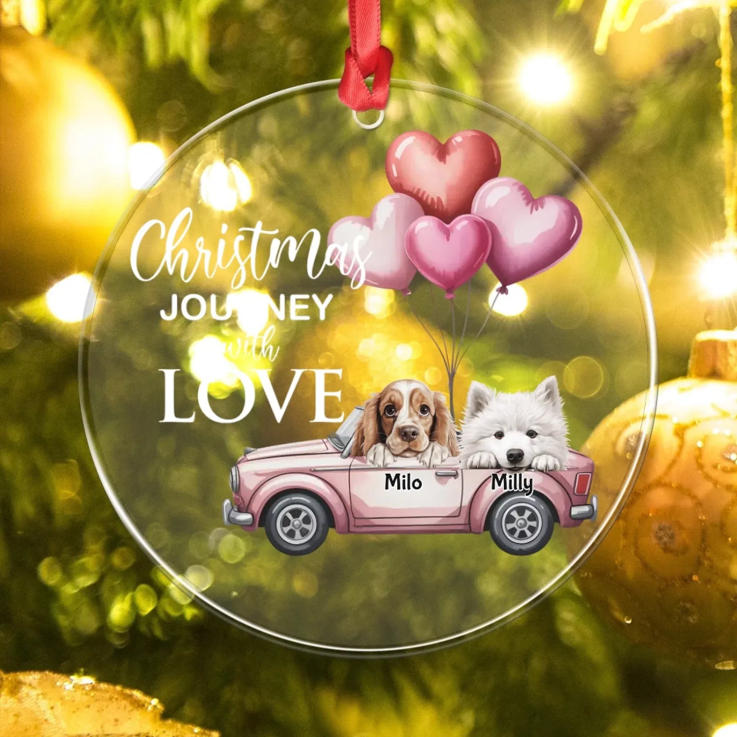 Personalized Ornaments Christmas Journey With Love - Personalized Dog Lovers Acrylic Ornament