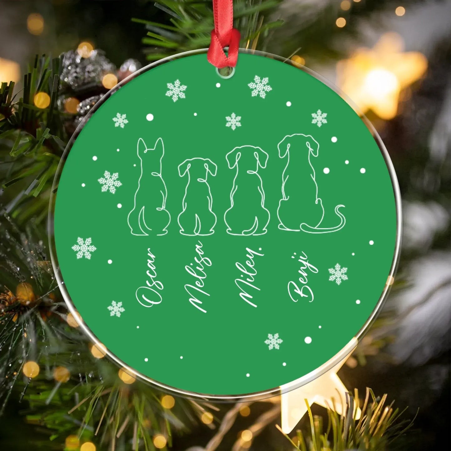 Personalized Ornaments One Line Art Dog - Personalized Dog Lovers Acrylic Ornament