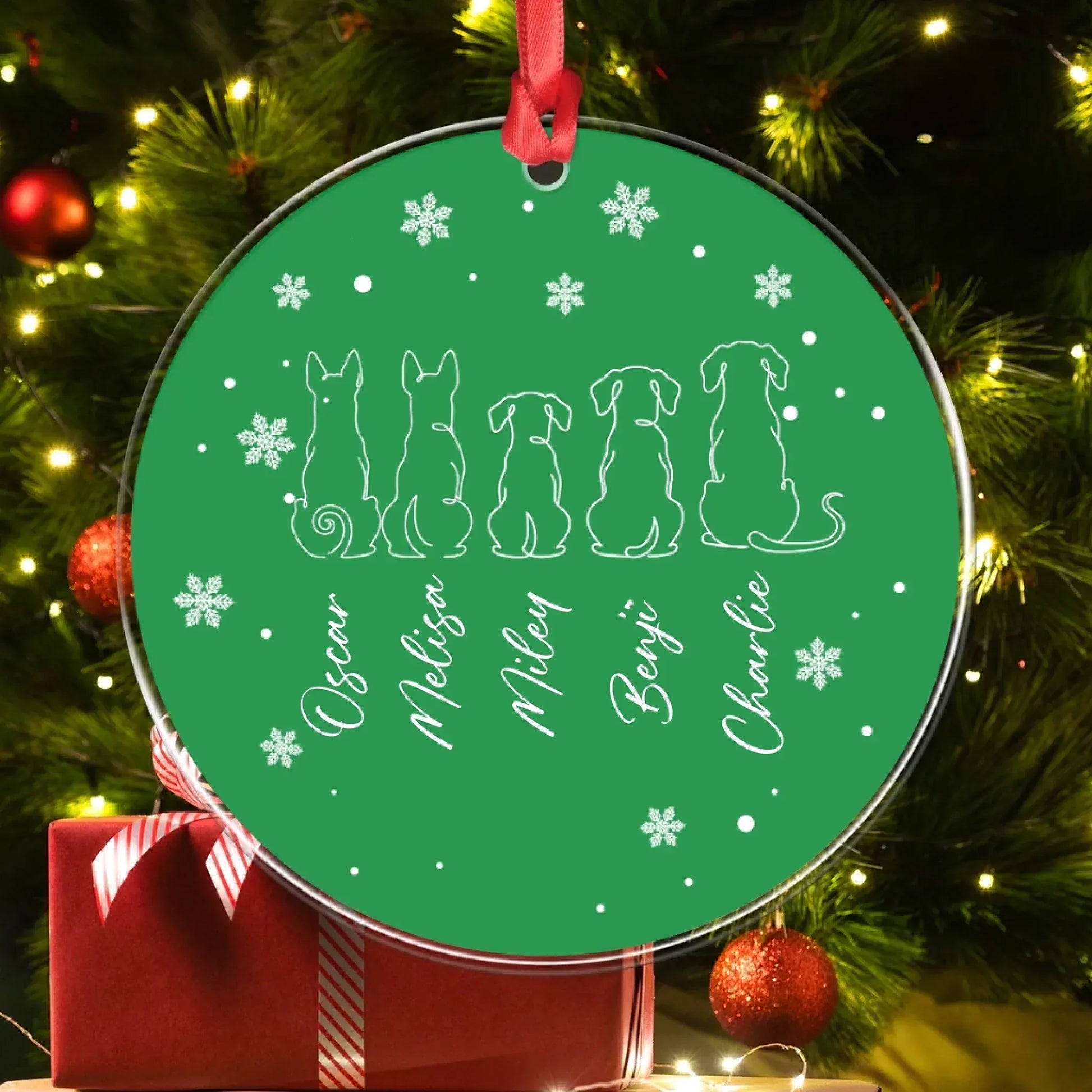 Personalized Ornaments One Line Art Dog - Personalized Dog Lovers Acrylic Ornament