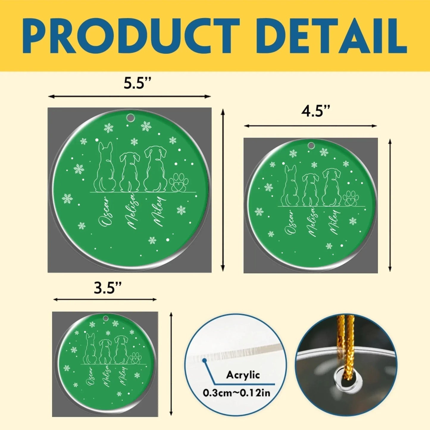 Personalized Ornaments One Line Art Dog - Personalized Dog Lovers Acrylic Ornament