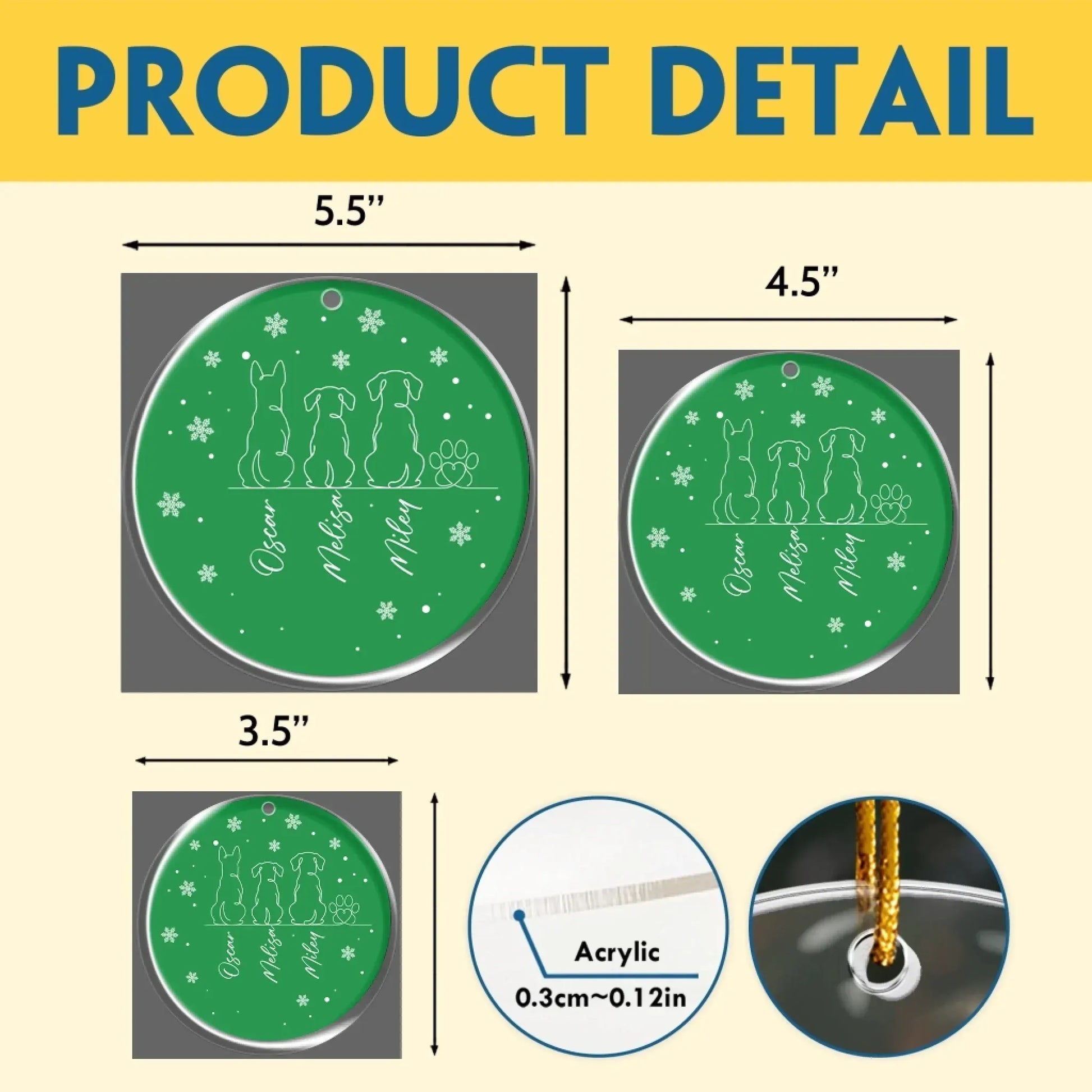 Personalized Ornaments One Line Art Dog - Personalized Dog Lovers Acrylic Ornament