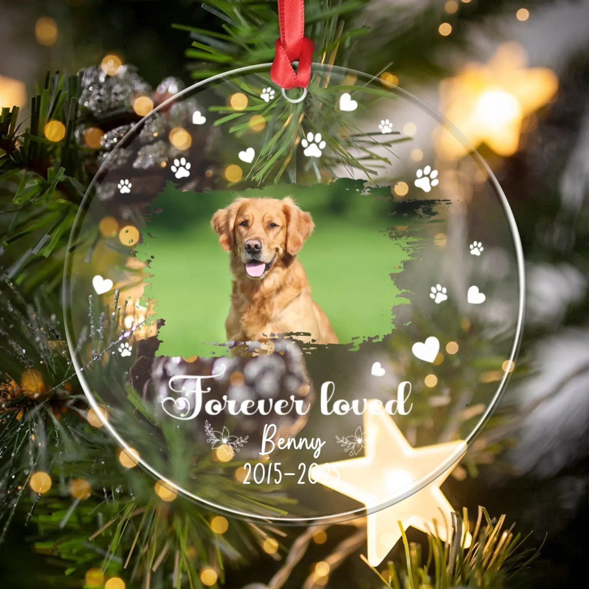 Personalized Ornaments Forever Loved, Forever Missed - Personalized Dog Memorial Photo Acrylic Ornament