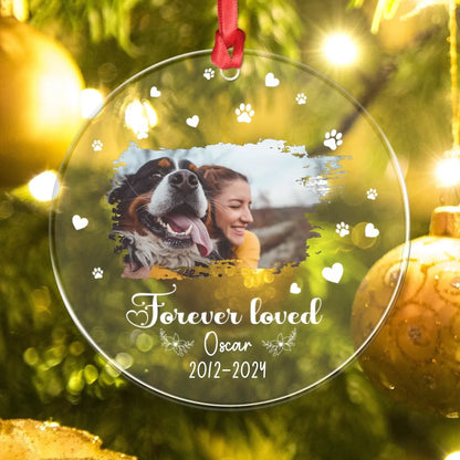 Personalized Ornaments Forever Loved, Forever Missed - Personalized Dog Memorial Photo Acrylic Ornament