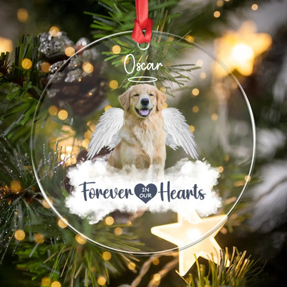 Personalized Ornaments Their Wings Remind Us Love Never Ends - Personalized Dog Memorial Photo Acrylic Ornament