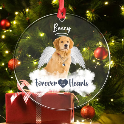 Personalized Ornaments Their Wings Remind Us Love Never Ends - Personalized Dog Memorial Photo Acrylic Ornament