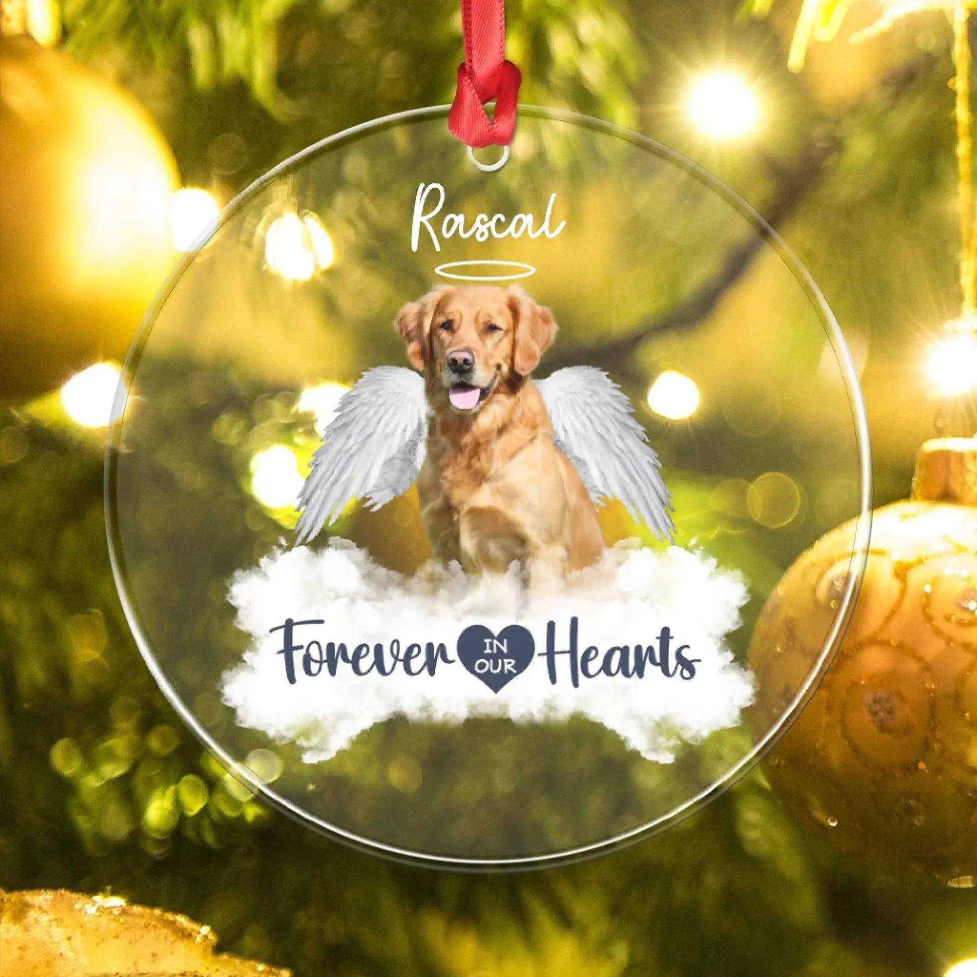 Personalized Ornaments Their Wings Remind Us Love Never Ends - Personalized Dog Memorial Photo Acrylic Ornament