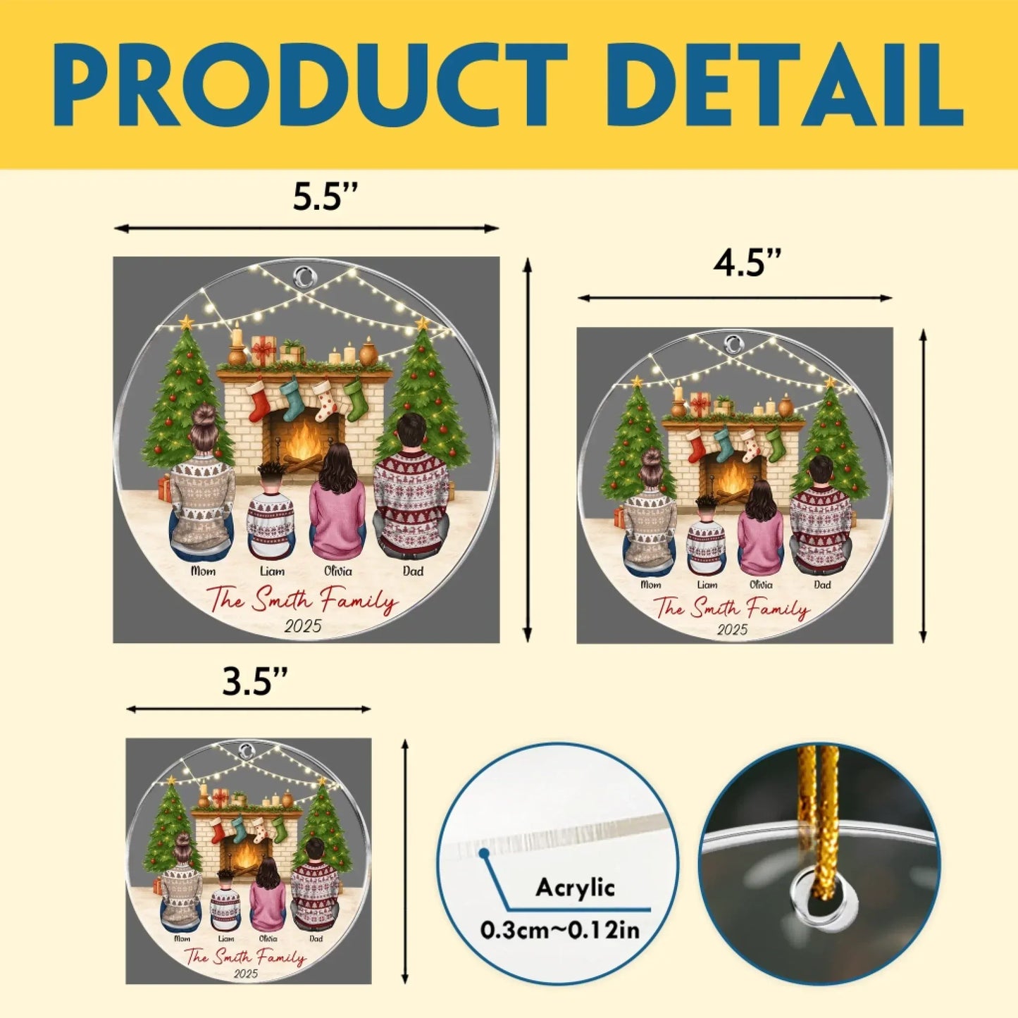 Personalized Ornaments Family Christmas Theme - Personalized Acrylic Ornament