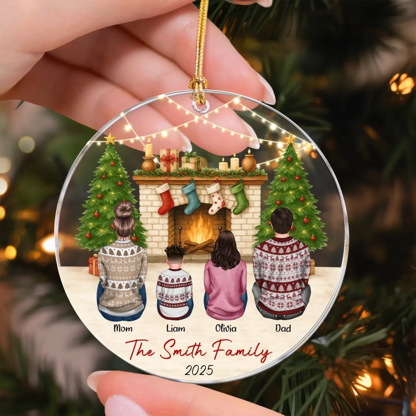 Personalized Ornaments Family Christmas Theme - Personalized Acrylic Ornament