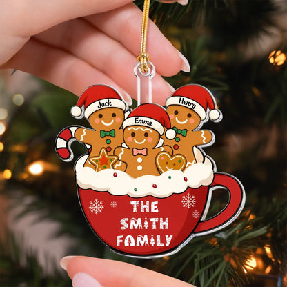 Personalized Ornaments Custom Gingerbread Family with Names & Year - Personalized Acrylic Ornament
