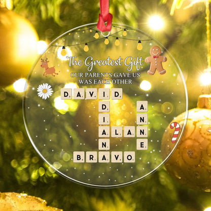 Personalized Ornaments Brother & Sisters Forever Linked Together - Personalized Family Crossword Custom Acrylic Ornament