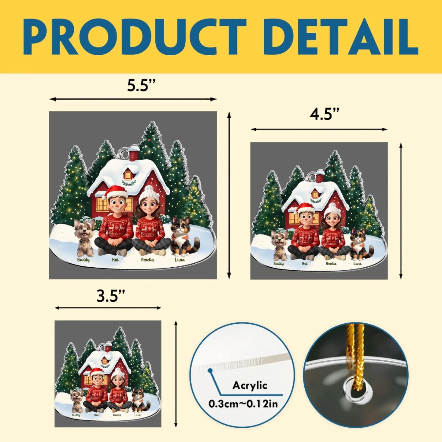 Personalized Ornaments Family Theme 2025 - Christmas Gift For Family, Pet Lover -  Personalized Acrylic Ornament