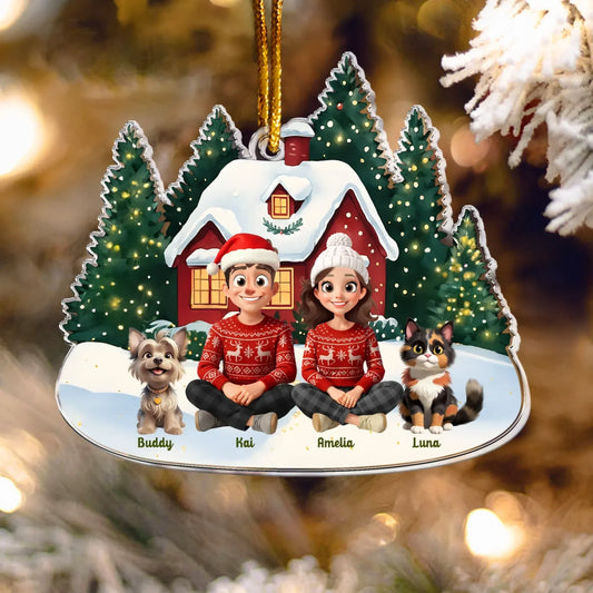 Personalized Ornaments Family Theme 2025 - Christmas Gift For Family, Pet Lover -  Personalized Acrylic Ornament