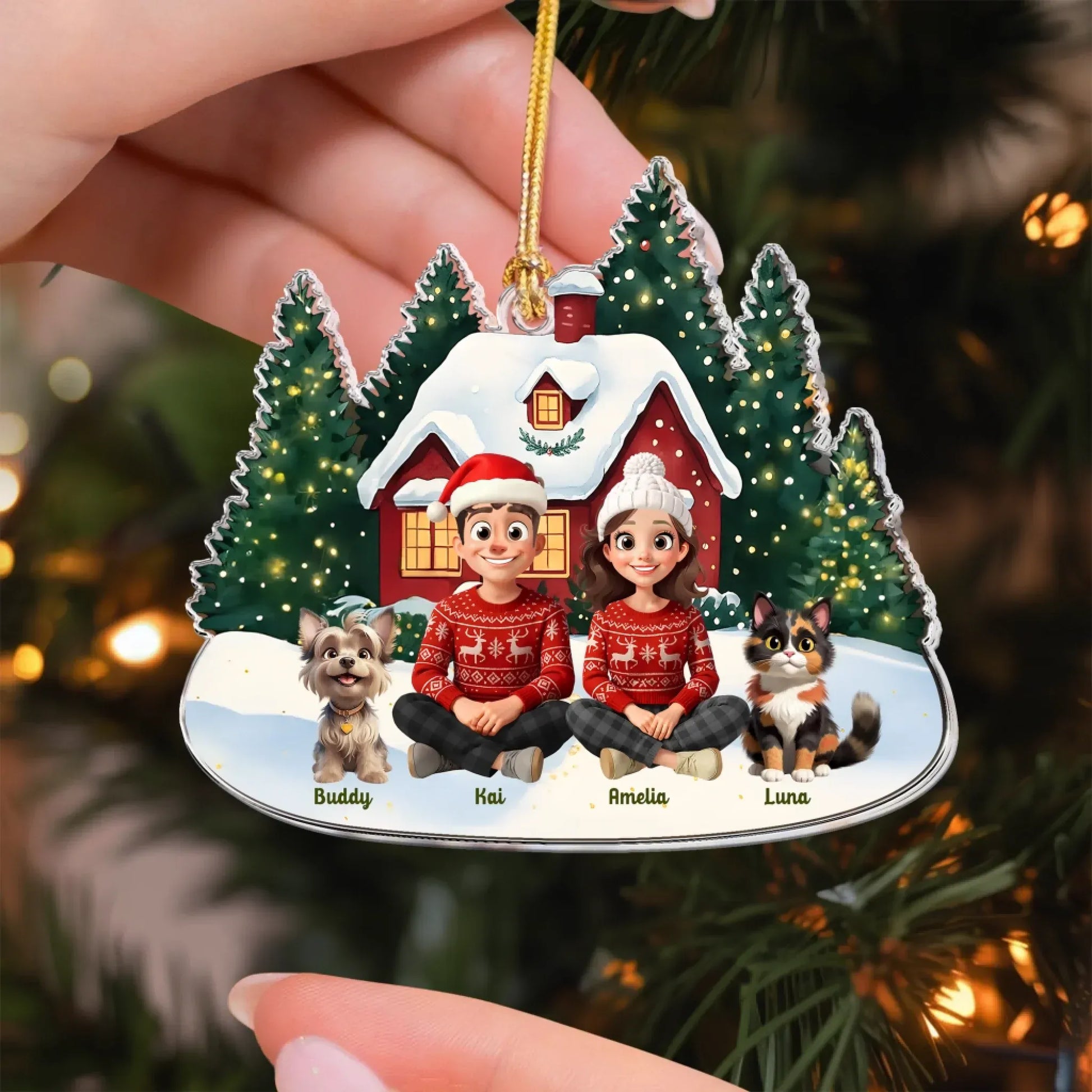 Personalized Ornaments Family Theme 2025 - Christmas Gift For Family, Pet Lover -  Personalized Acrylic Ornament