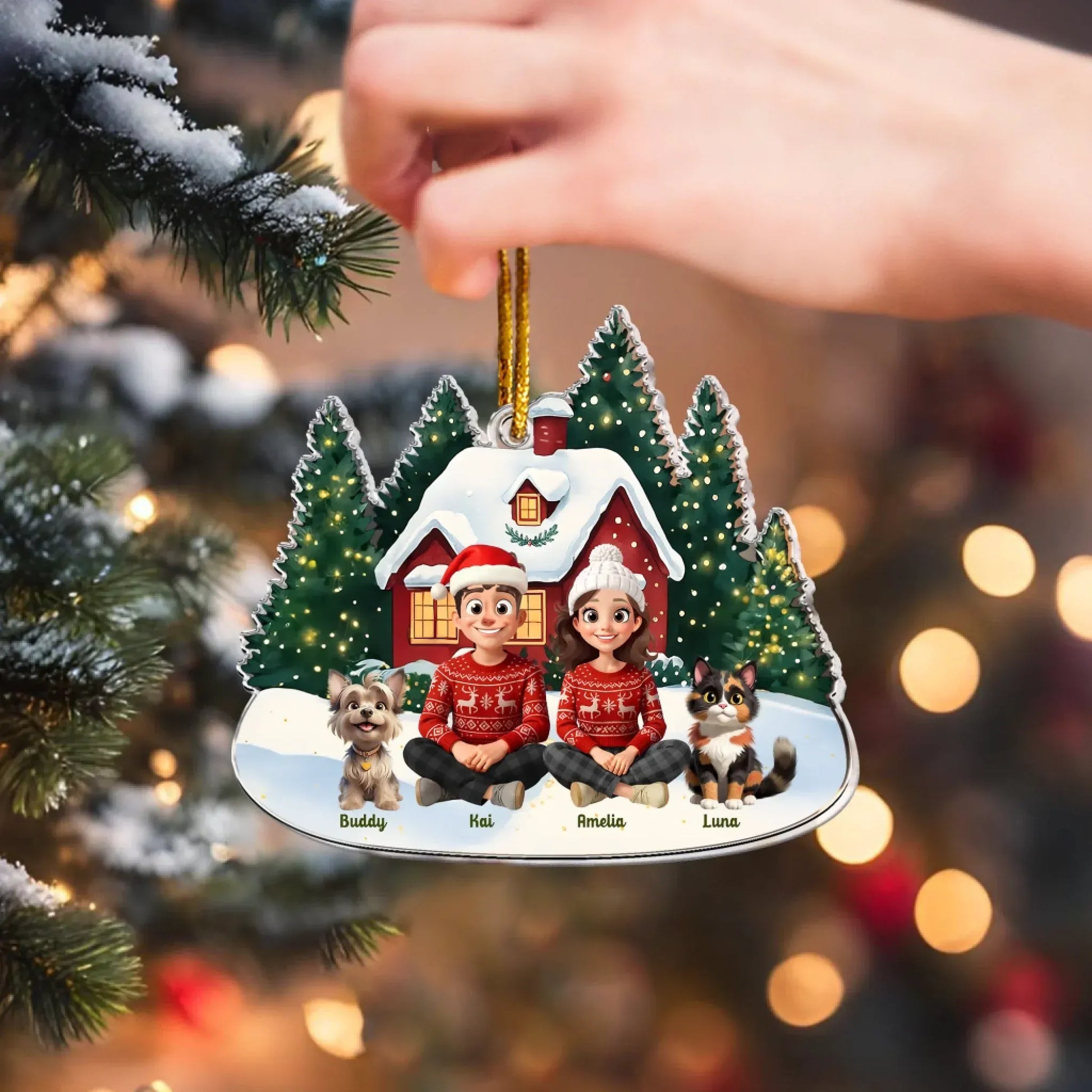 Personalized Ornaments Family Theme 2025 - Christmas Gift For Family, Pet Lover -  Personalized Acrylic Ornament