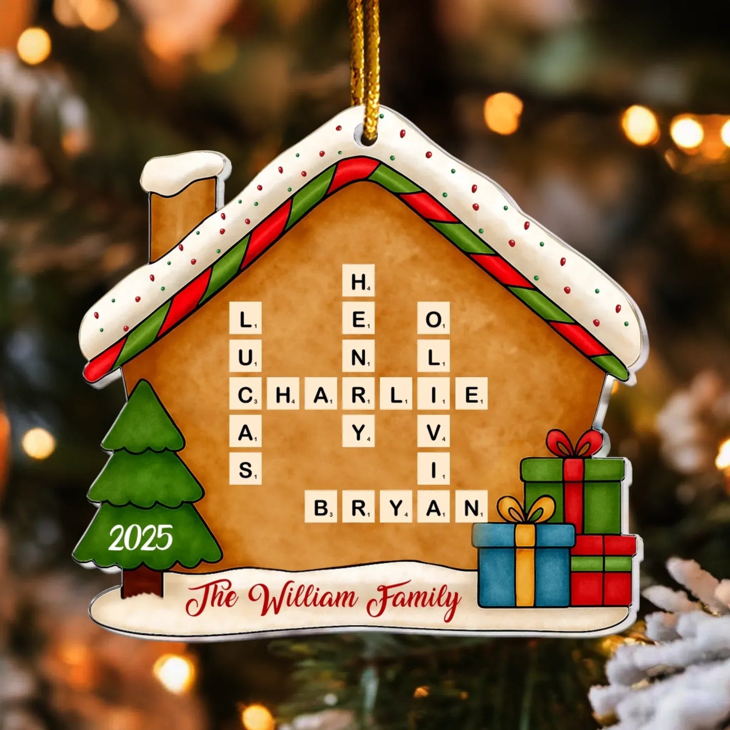 Personalized Ornaments Family Name Scrabble Christmas - Personalized Acrylic Ornament