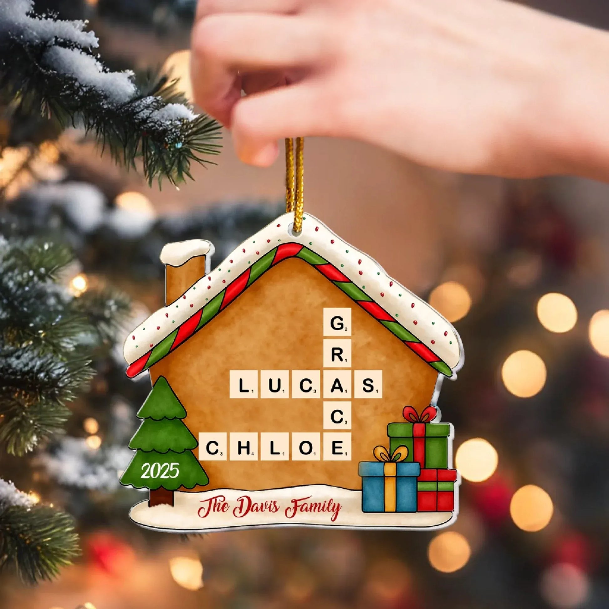 Personalized Ornaments Family Name Scrabble Christmas - Personalized Acrylic Ornament