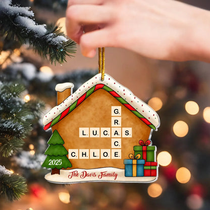 Personalized Ornaments Family Name Scrabble Christmas - Personalized Acrylic Ornament