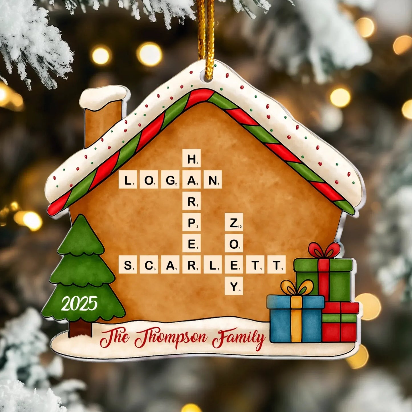Personalized Ornaments Family Name Scrabble Christmas - Personalized Acrylic Ornament