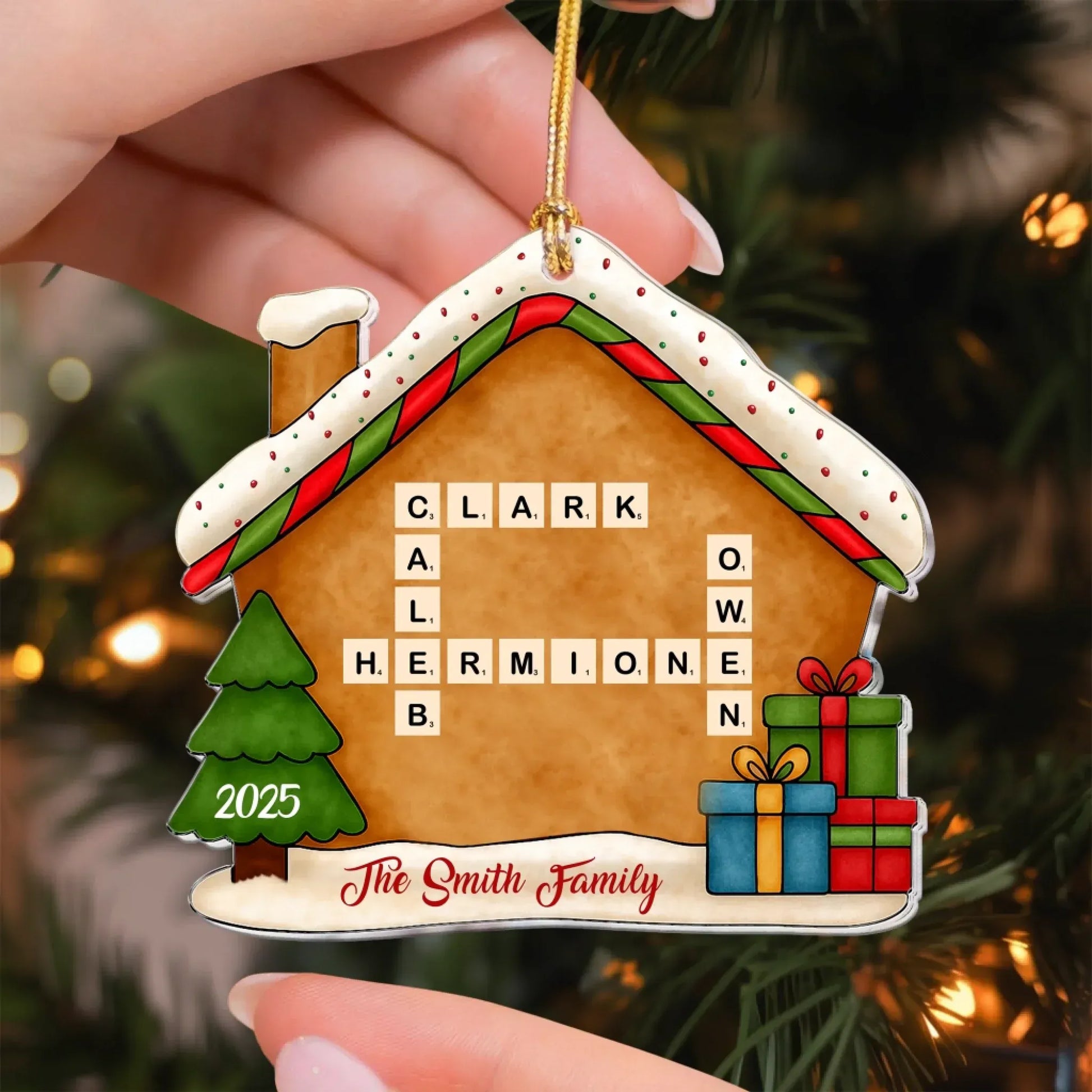 Personalized Ornaments Family Name Scrabble Christmas - Personalized Acrylic Ornament
