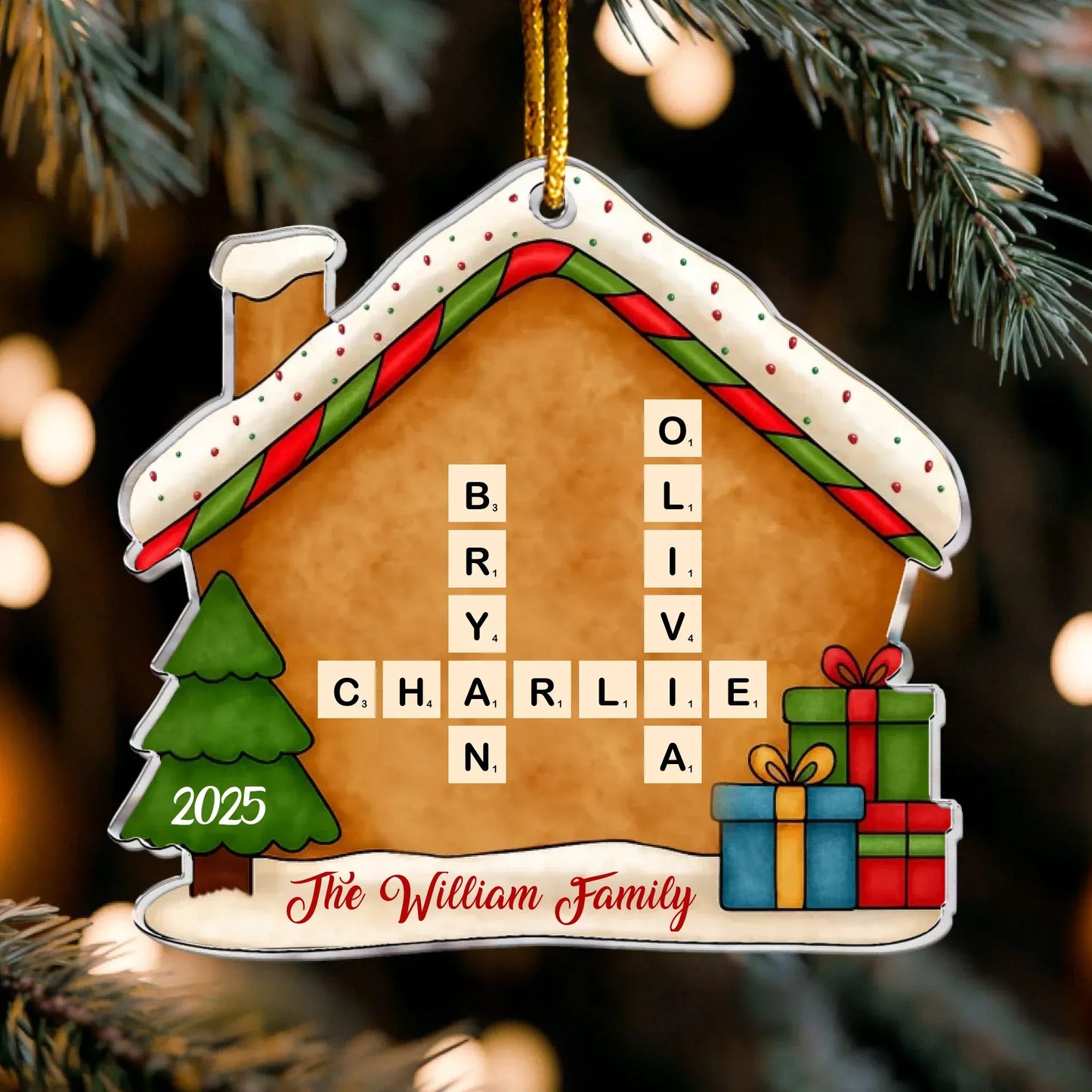 Personalized Ornaments Ornament Acrylic / Glass / 3.5in / 8.9cm Family Name Scrabble Christmas - Personalized Acrylic Ornament