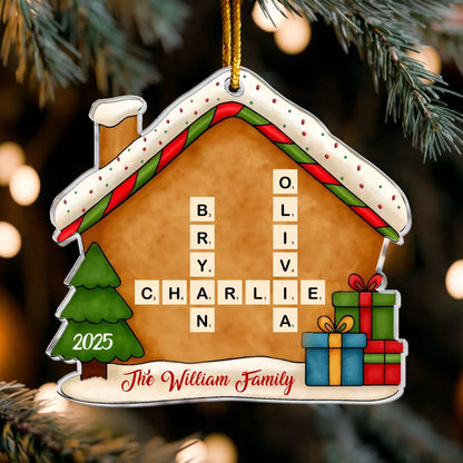Personalized Ornaments Ornament Acrylic / Glass / 3.5in / 8.9cm Family Name Scrabble Christmas - Personalized Acrylic Ornament