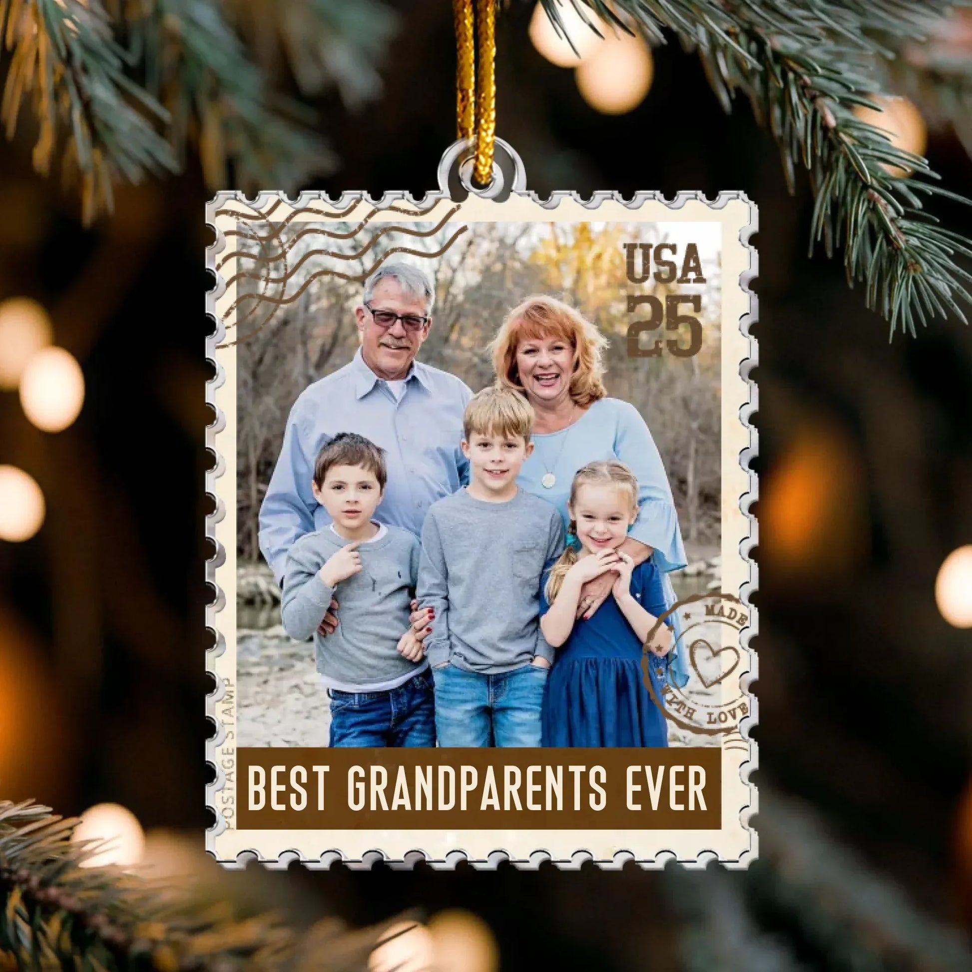 Personalized Ornaments Ornament Acrylic / Glass / 3.5in / 8.9cm Postage Stamp Ornament - Family Picture Keepsake -  Personalized Acrylic Photo Ornament