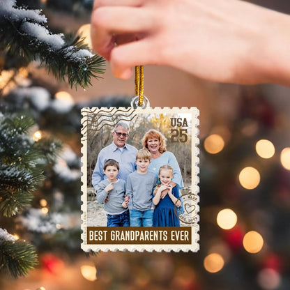 Personalized Ornaments Postage Stamp Ornament - Family Picture Keepsake -  Personalized Acrylic Photo Ornament
