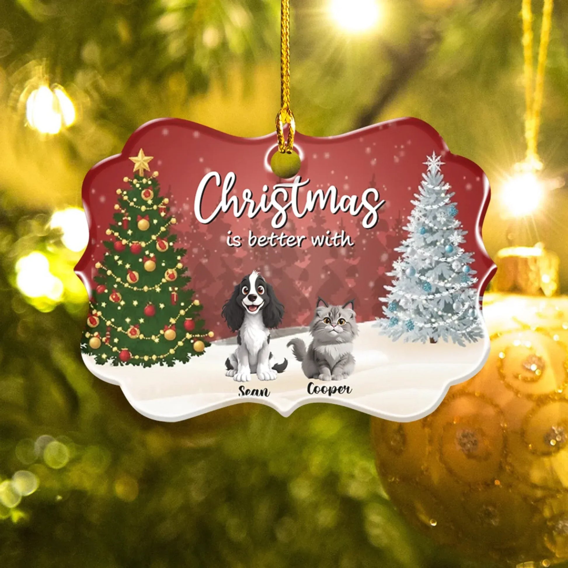 Personalized Ornaments Christmas Is Better With My Fur Babies - Personalized Dog And Cat Lovers Custom Acrylic Ornament