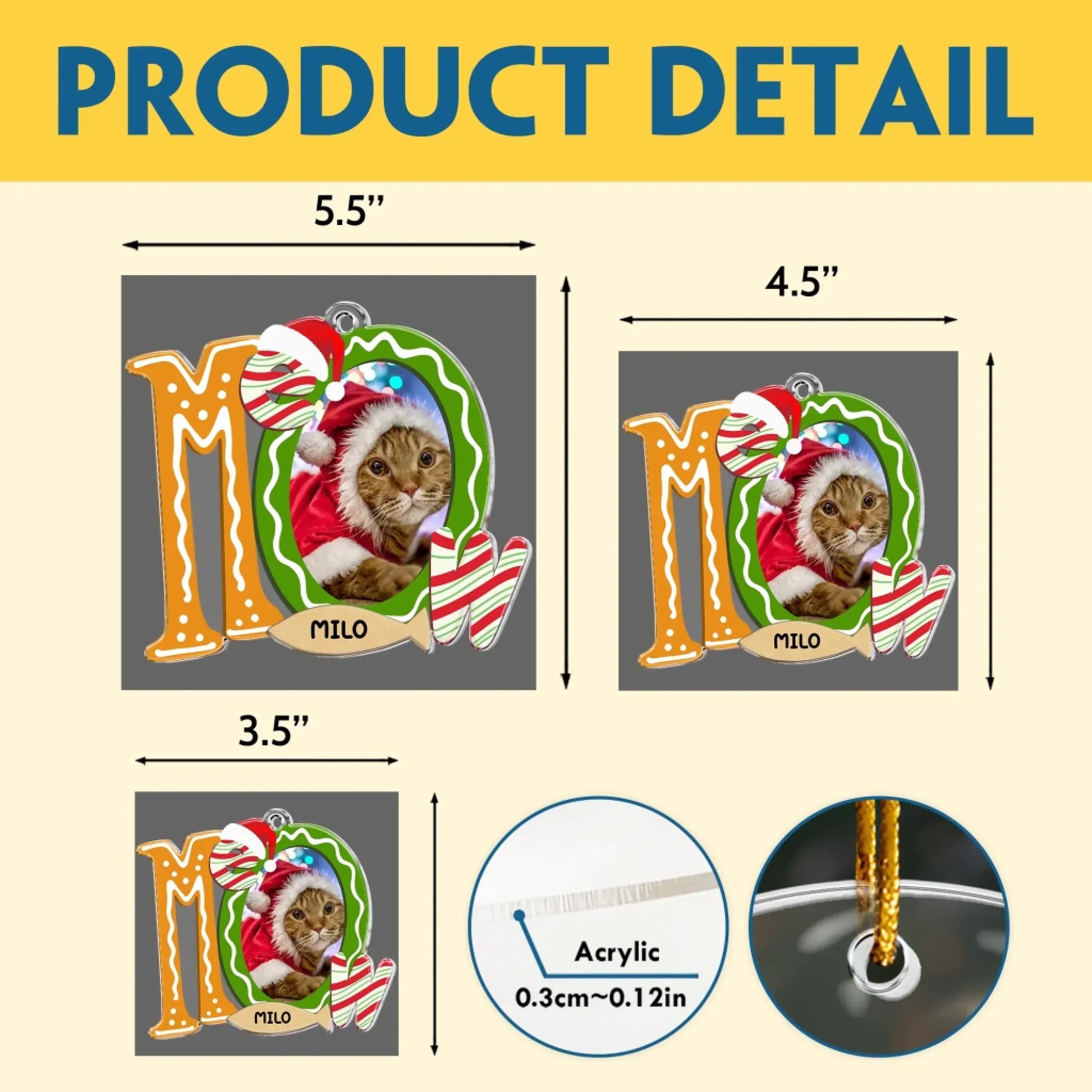 Personalized Ornaments Meow Christmas Funny Pet Photo - Personalized Acrylic Photo Ornament