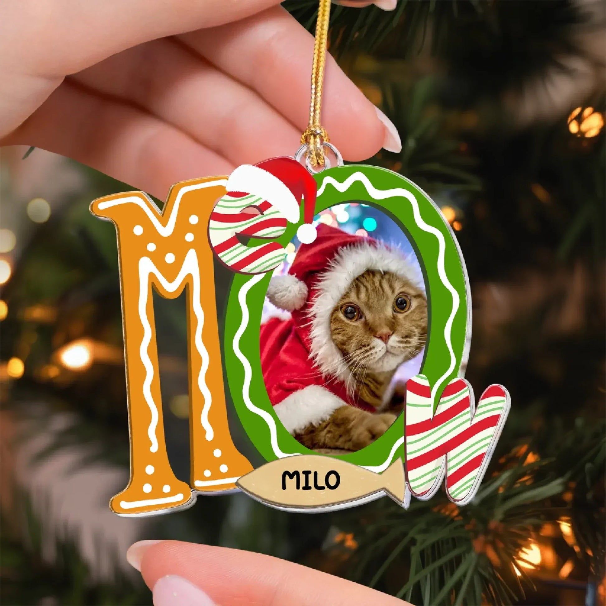 Personalized Ornaments Meow Christmas Funny Pet Photo - Personalized Acrylic Photo Ornament
