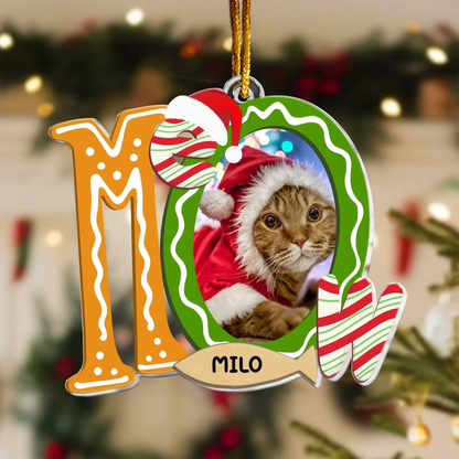 Personalized Ornaments Meow Christmas Funny Pet Photo - Personalized Acrylic Photo Ornament