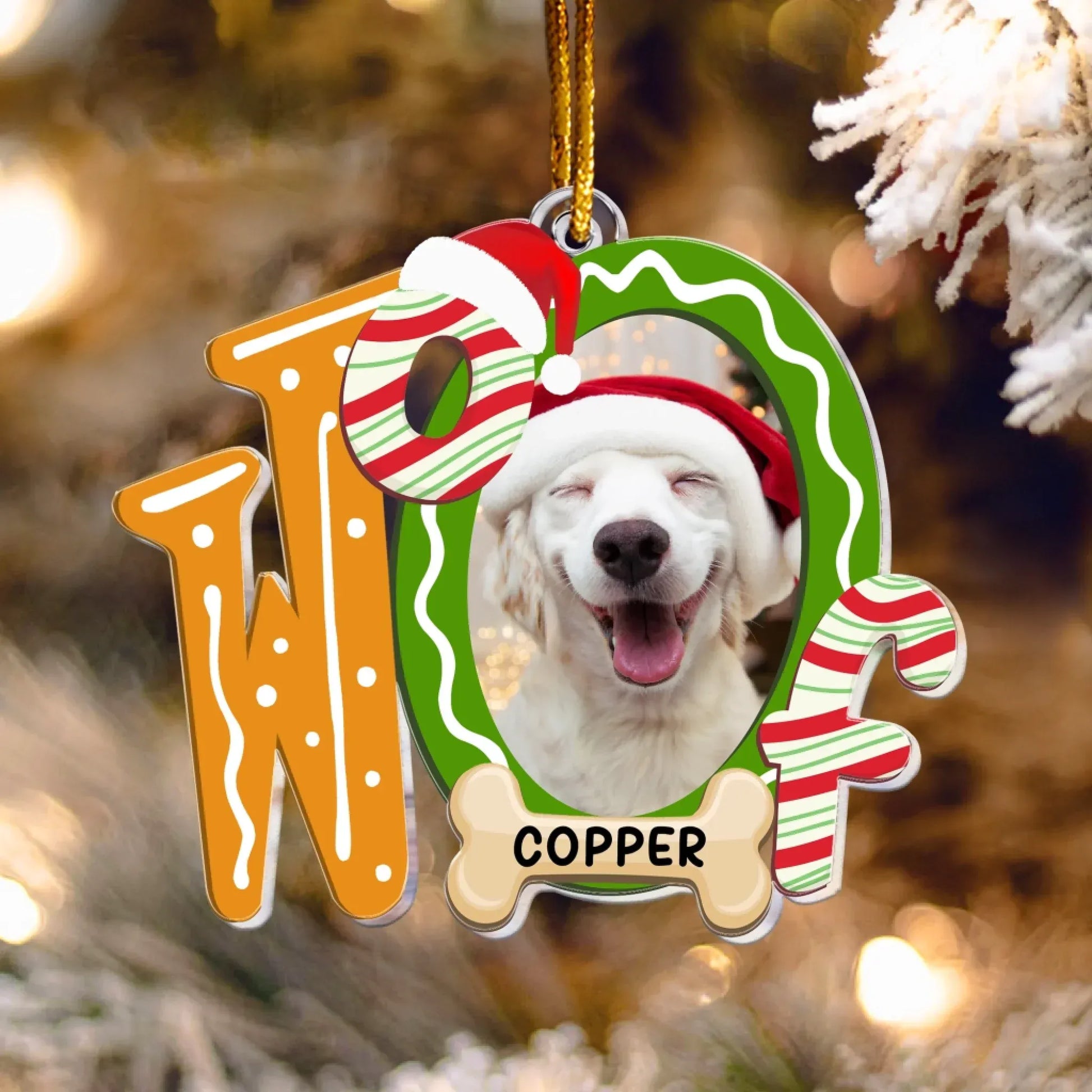 Personalized Ornaments Woof Christmas Funny Pet Photo - Personalized Acrylic Photo Ornament