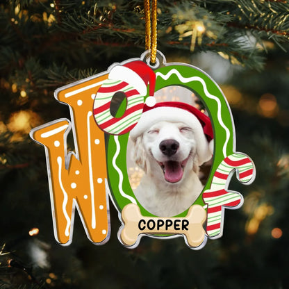 Personalized Ornaments Ornament Acrylic / Glass / 3.5in / 8.9cm Woof Christmas Funny Pet Photo - Personalized Acrylic Photo Ornament