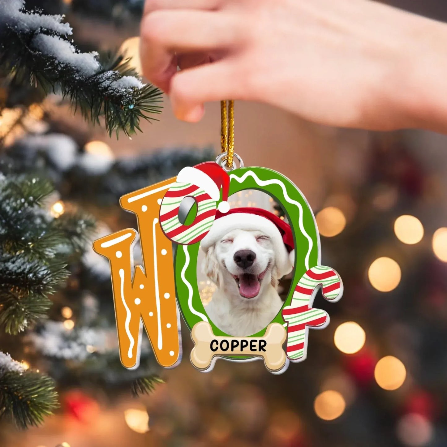 Personalized Ornaments Woof Christmas Funny Pet Photo - Personalized Acrylic Photo Ornament