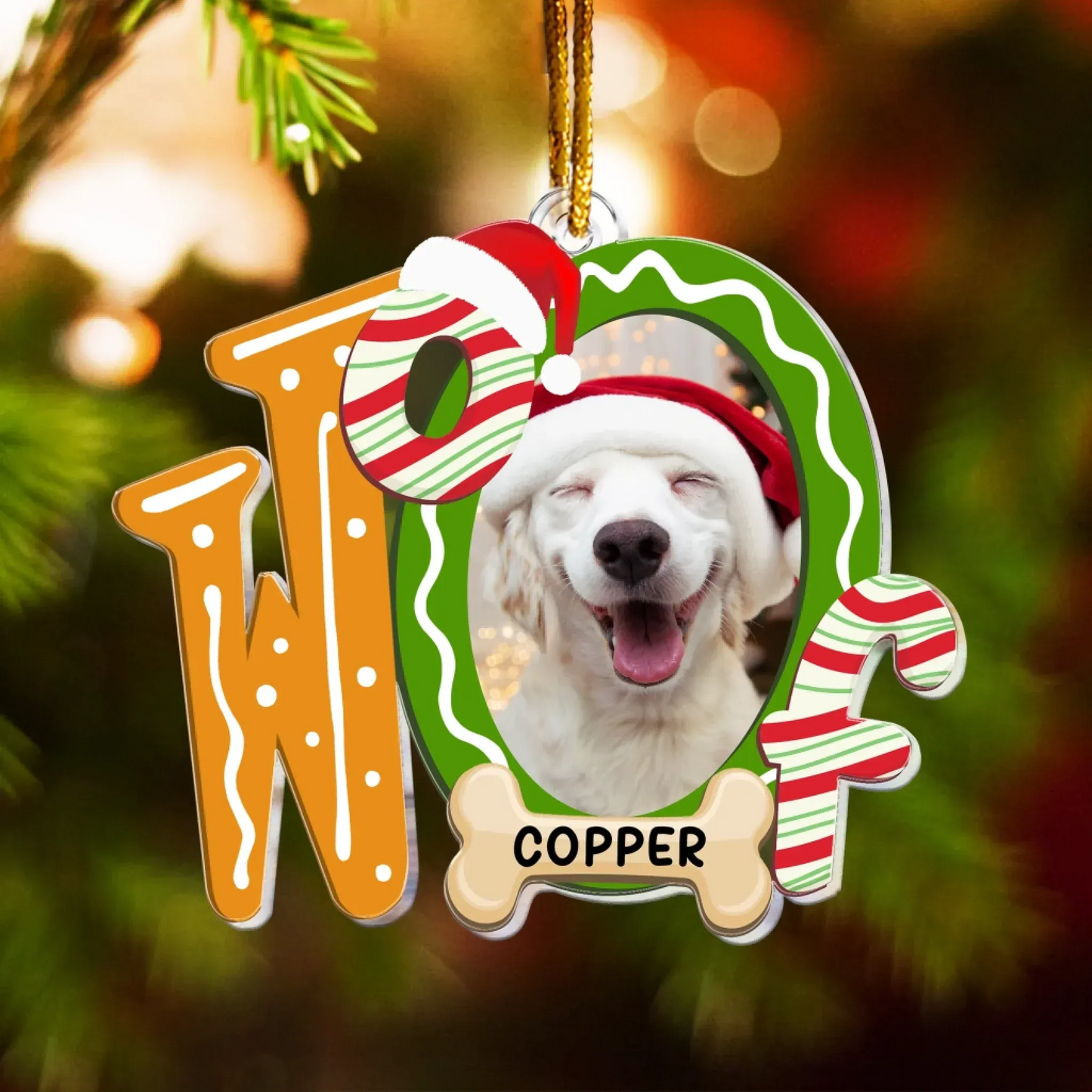 Personalized Ornaments Woof Christmas Funny Pet Photo - Personalized Acrylic Photo Ornament