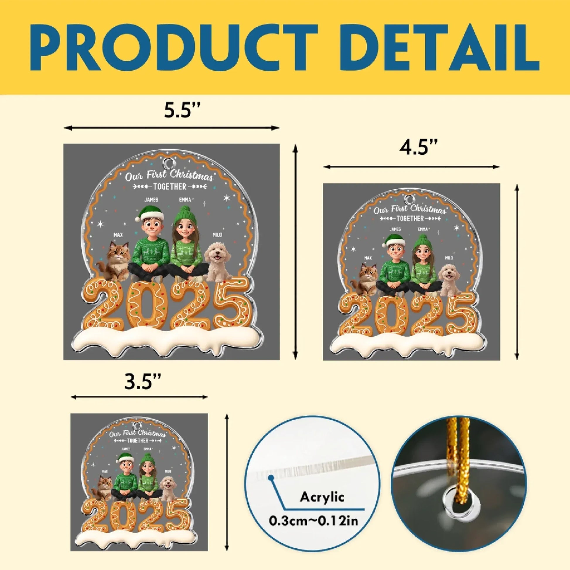 Personalized Ornaments Our First Christmas Together With Pet - Holiday Keepsake 2025 - Personalized Acrylic Ornament