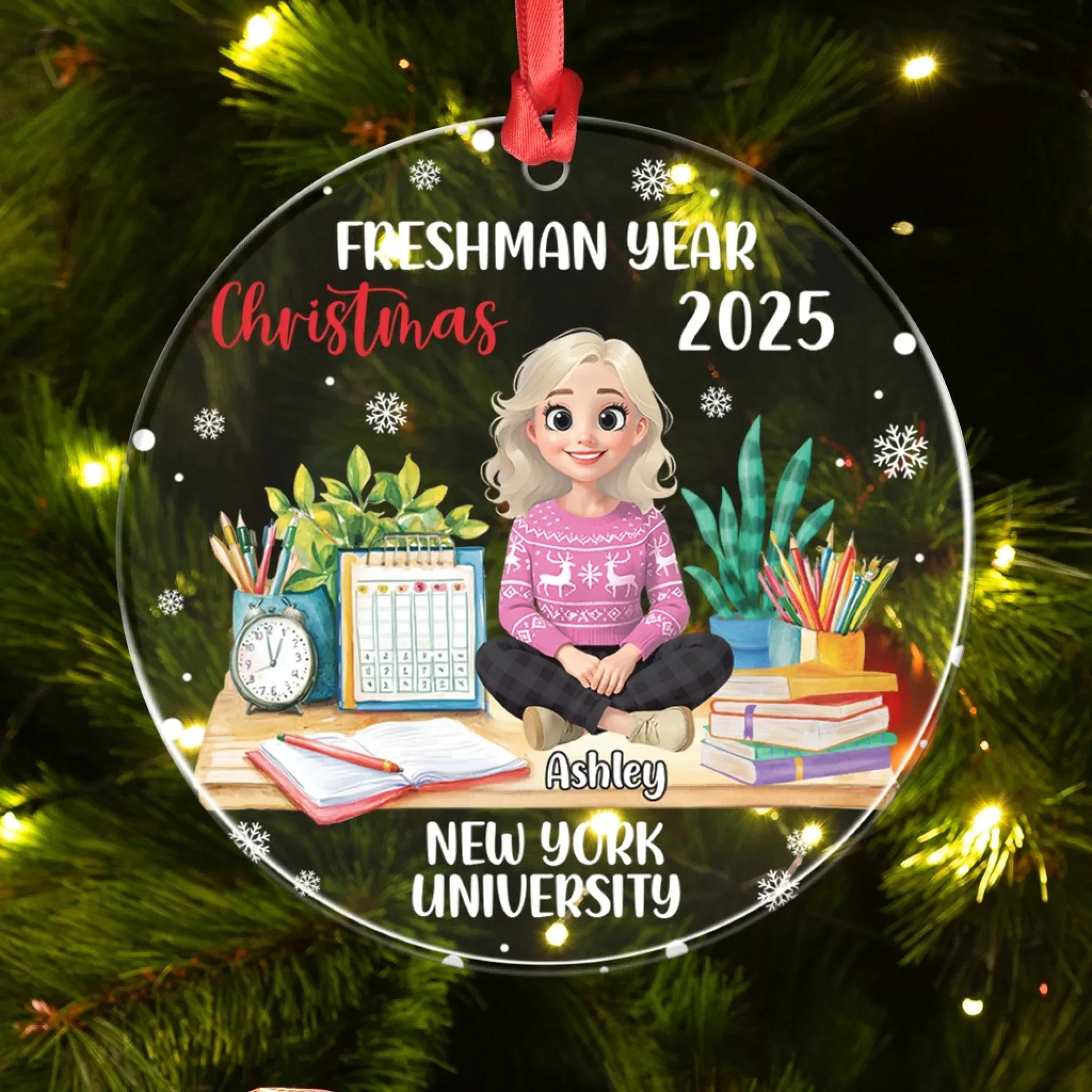 Personalized Ornaments Freshman Year Christmas 2025 - Personalized Custom Acrylic Ornament