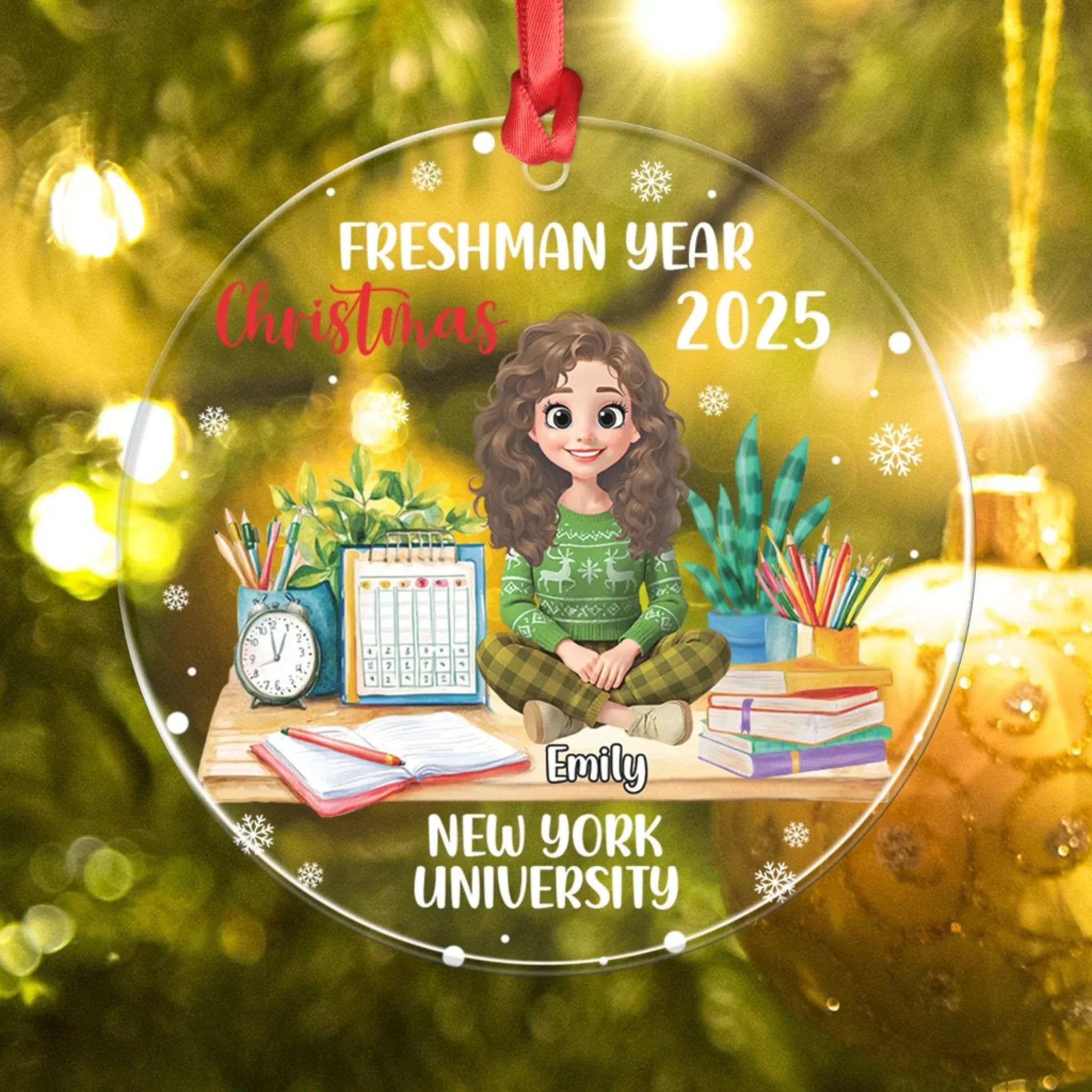 Personalized Ornaments Freshman Year Christmas 2025 - Personalized Custom Acrylic Ornament