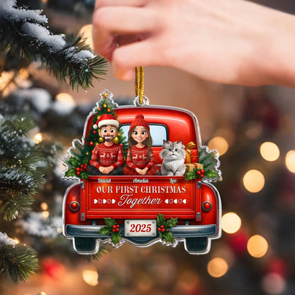 Personalized Ornaments Family Christmas Truck Pet Lovers - Holiday Keepsake 2025 - Personalized Acrylic Ornament
